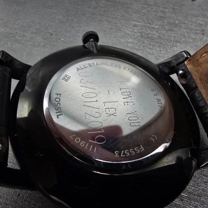 Fossil Watch Men 44mm Black Dial Black Tone Round FS5573 New Battery9
