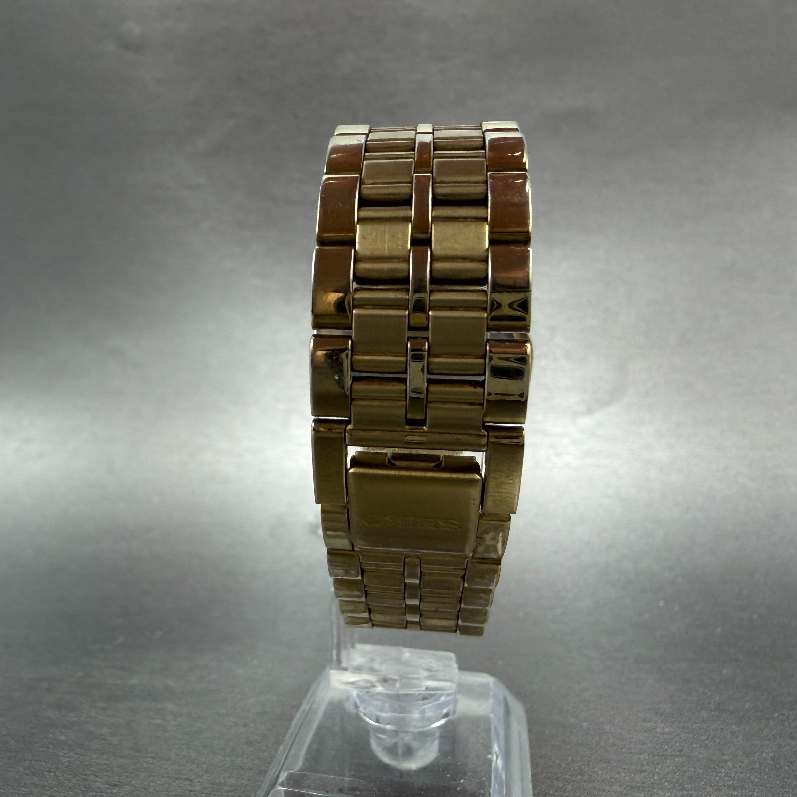 Seiko Watch Men 34mm Black Dial Gold Tone Round V701-2F30 New Battery Vintage7