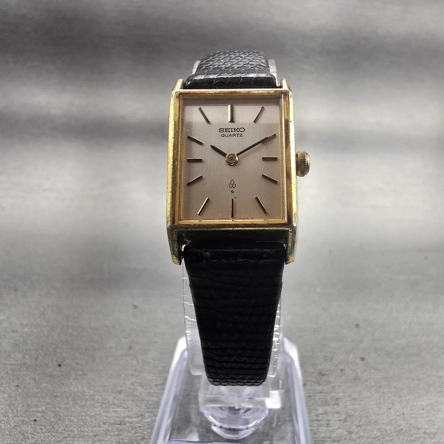 Seiko Watch Women 18mm Gold Dial Gold Tone Rectangle 4720-3020 New Battery VTG5