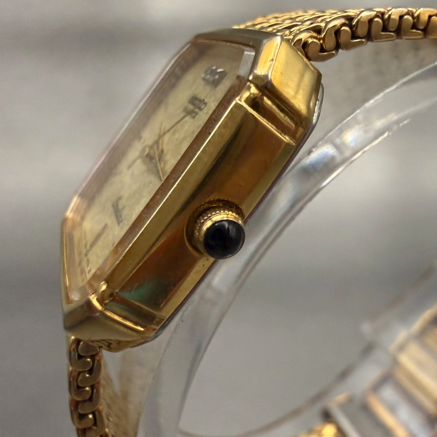 Seiko Exceline Watch Women 19mm Gold Dial Gold Tone Square 7321-5910 New Battery2