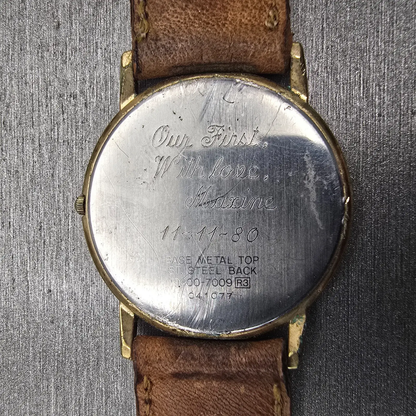 Seiko Watch Men 31mm Gold Dial Gold Tone Round 9300-7009 New Battery Vintage10