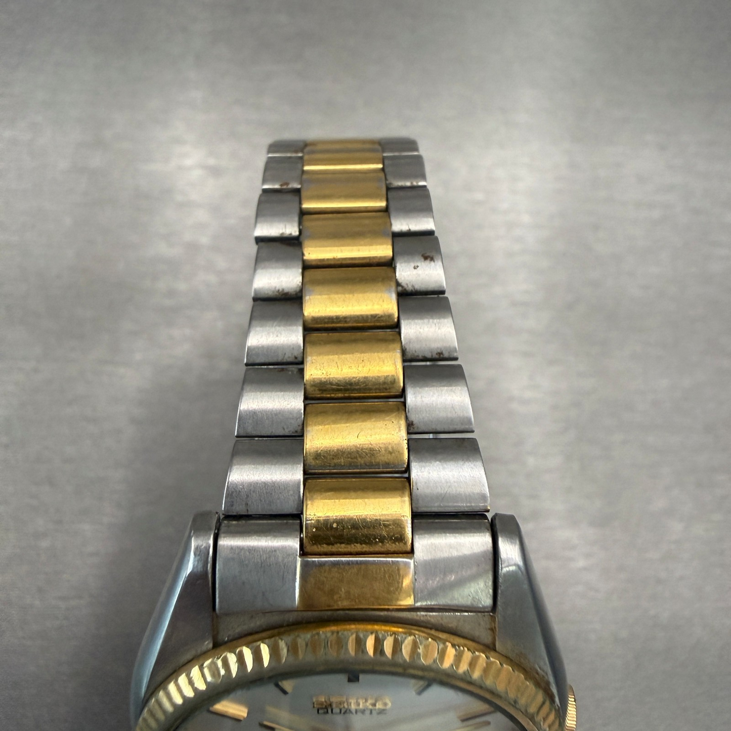 Seiko SQ Watch Men 36mm Silver Dial Two Tone Daydate Round 7123-8059 New Battery4