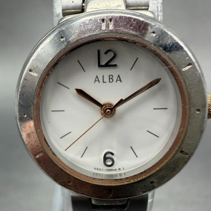 Seiko Alba Watch Women 23mm White Dial Silver Tone Round V501-0DX0 New Battery1
