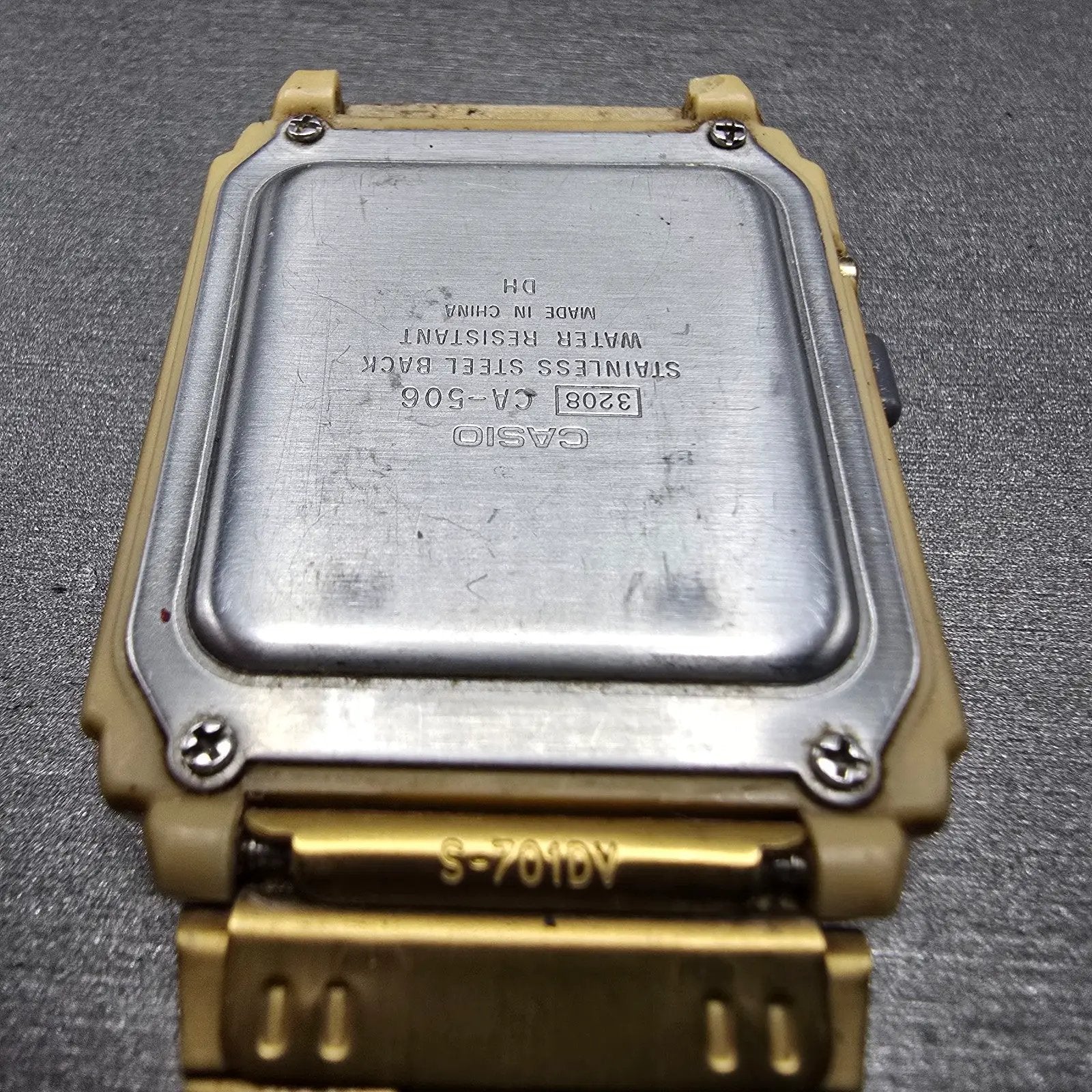 Casio Calculator CA-506 Watch Men 35mm Gold Alarm Chronograph READ!! New Battery14