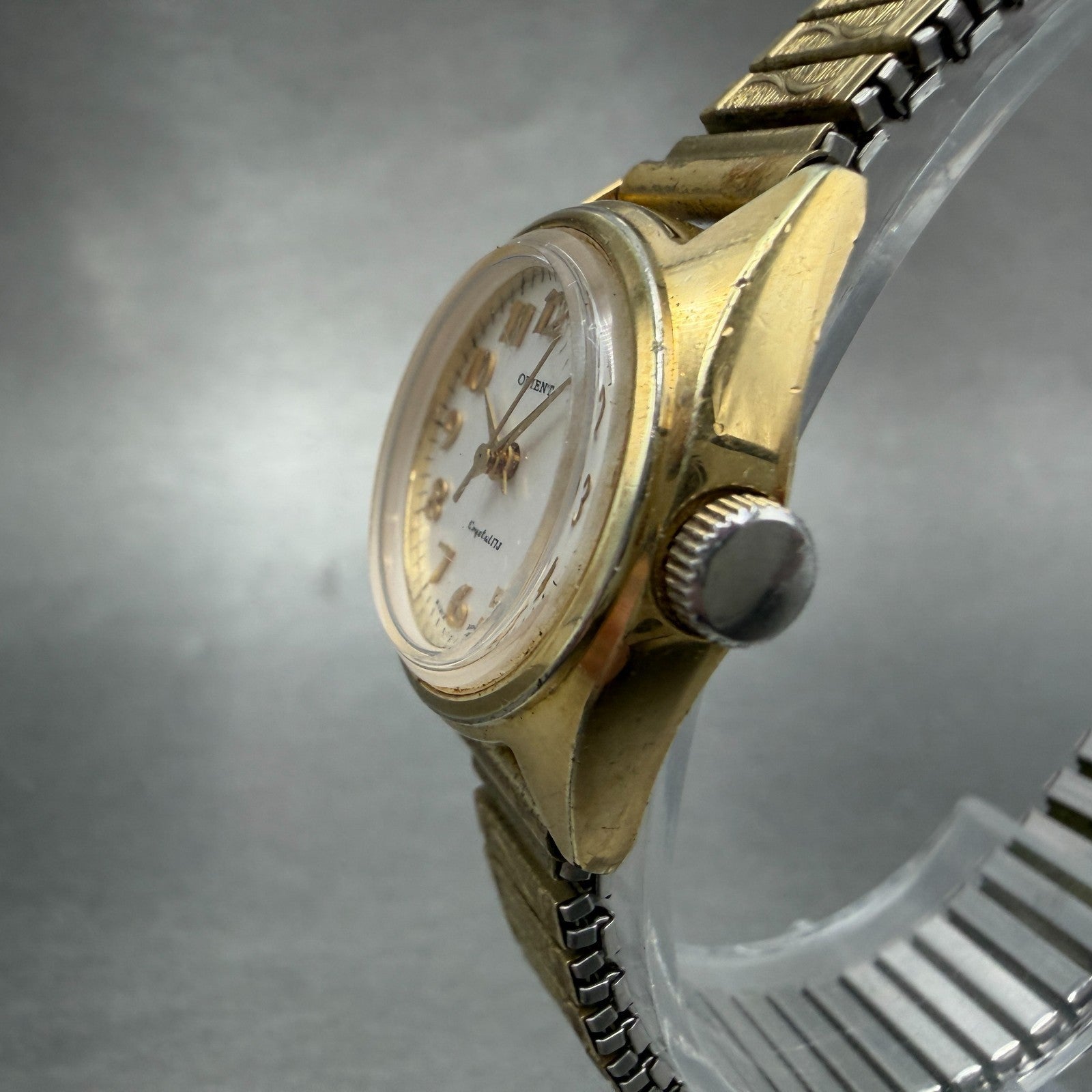 Orient Watch Women 24mm White Dial Gold Tone Round Manual E121510-00CA Runs VTG2