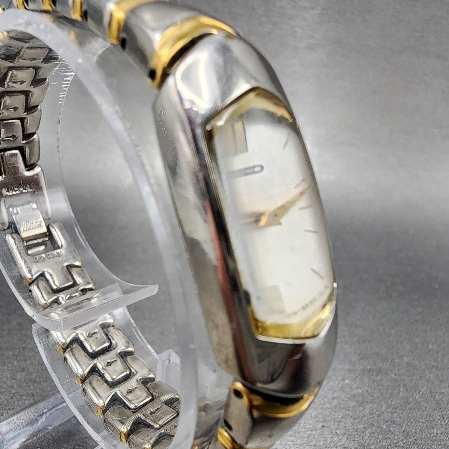 Seiko Watch Women 15mm White Dial Two Tone Rectangle 1F206H49 PARTS4