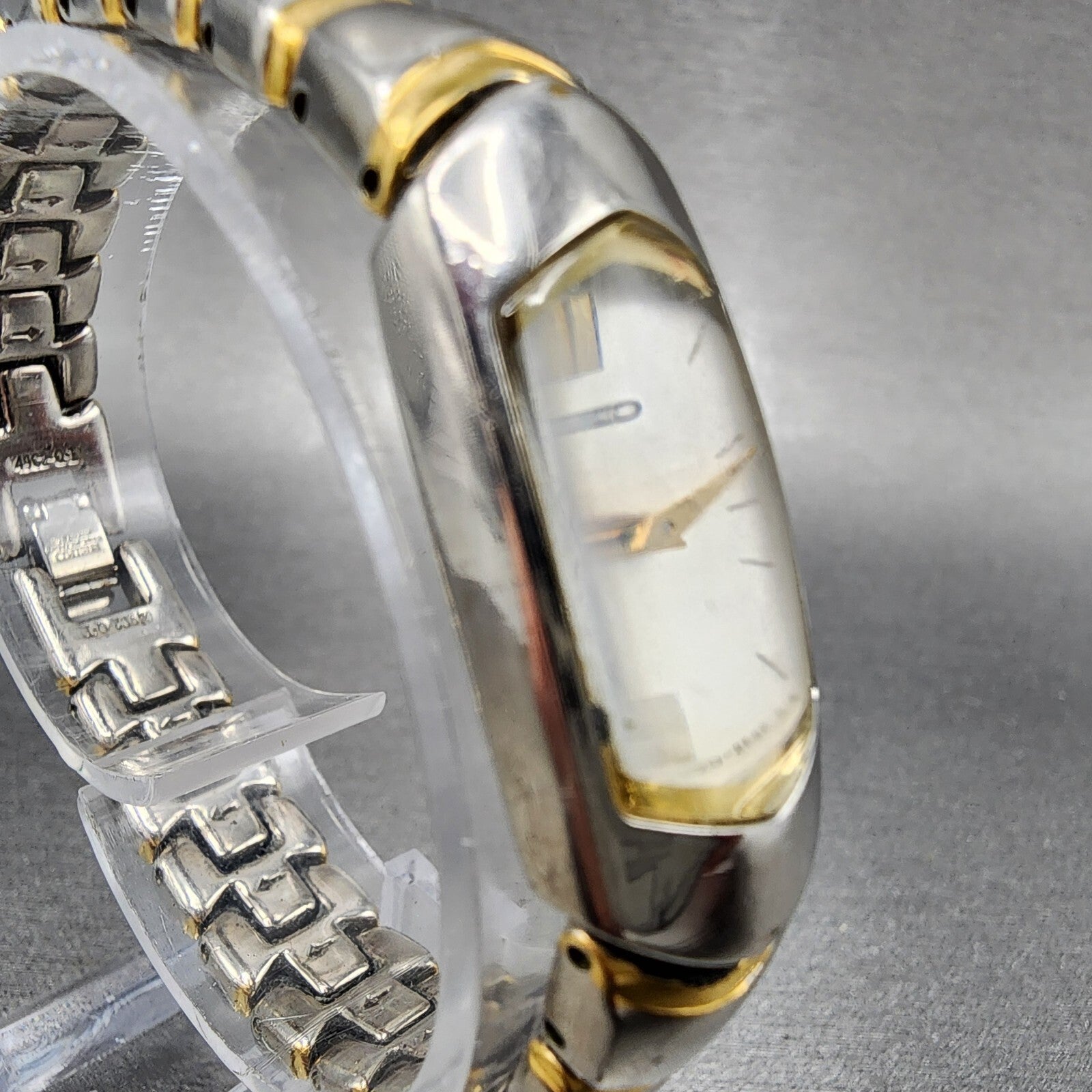 Seiko Watch Women 15mm White Dial Two Tone Rectangle 1F206H49 PARTS4