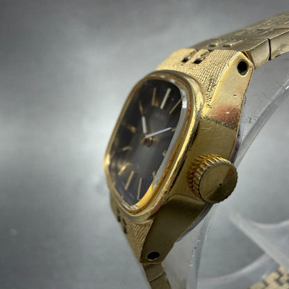 Seiko Watch Women 19mm Brown Dial Gold Tone Rectangle Manual Wind Runs 11-3949 02