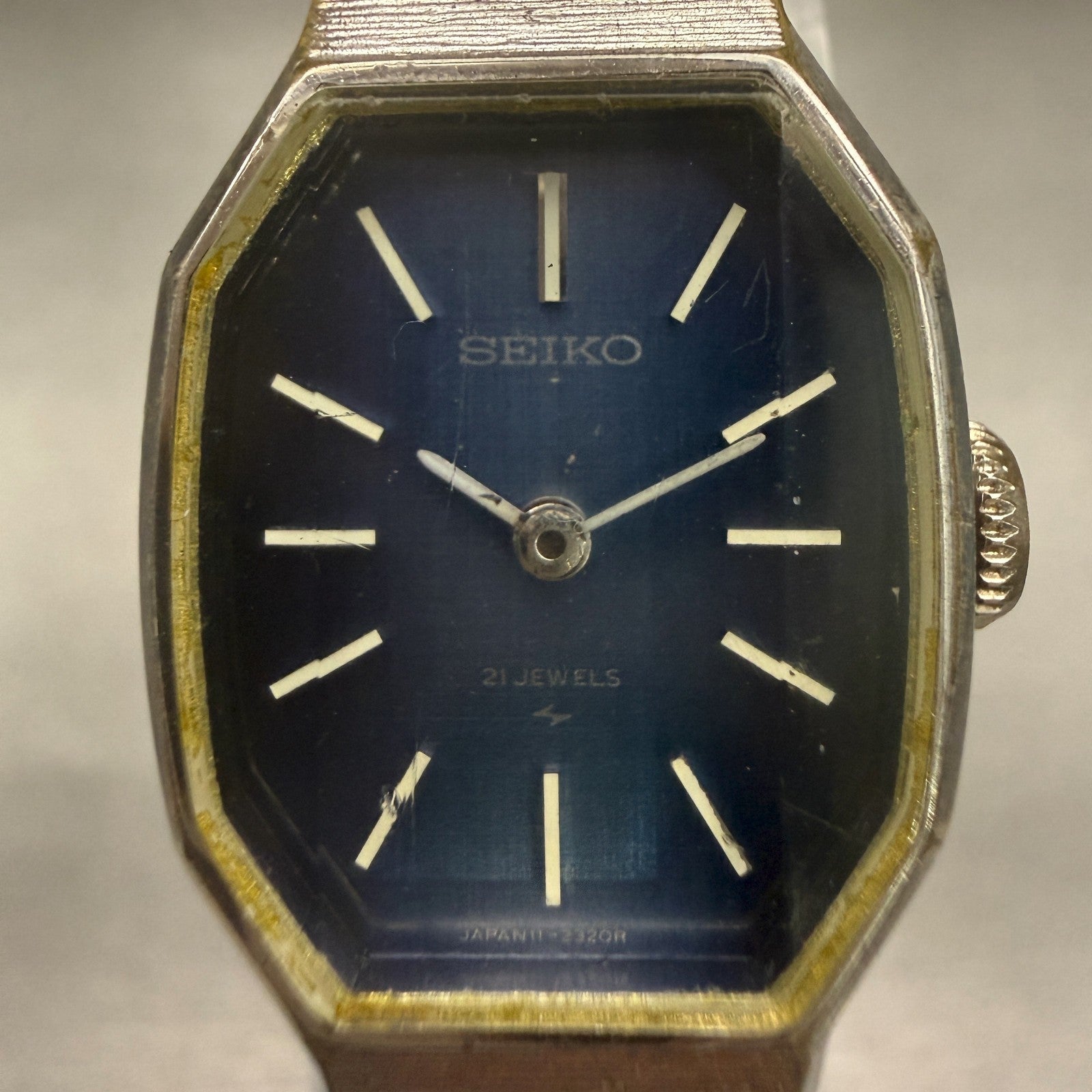Seiko Watch Women 18mm Blue Dial Silver Tone Hexagon 11-3770 Manual wind Runs1