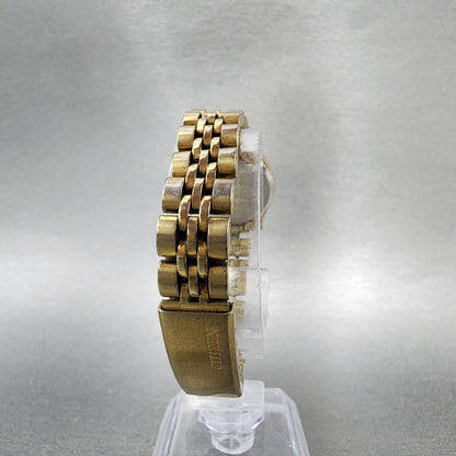 Citizen CQ Watch Women 23mm Black Dial Gold Tone Daydate 6000S38231 NewBattery7