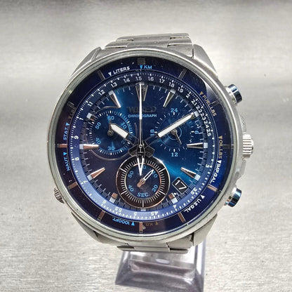 Seiko Wired Chronograph Watch Men 44mm Blue Dial Silver Tone VK68-KX20 New Batt0