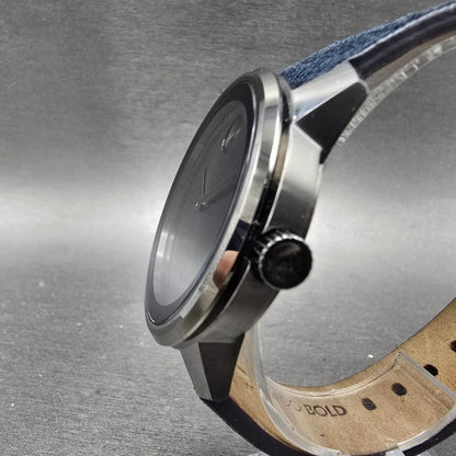 Movado Bold Watch Men 42mm Black Dial Black Tone 3600454 New Battery2