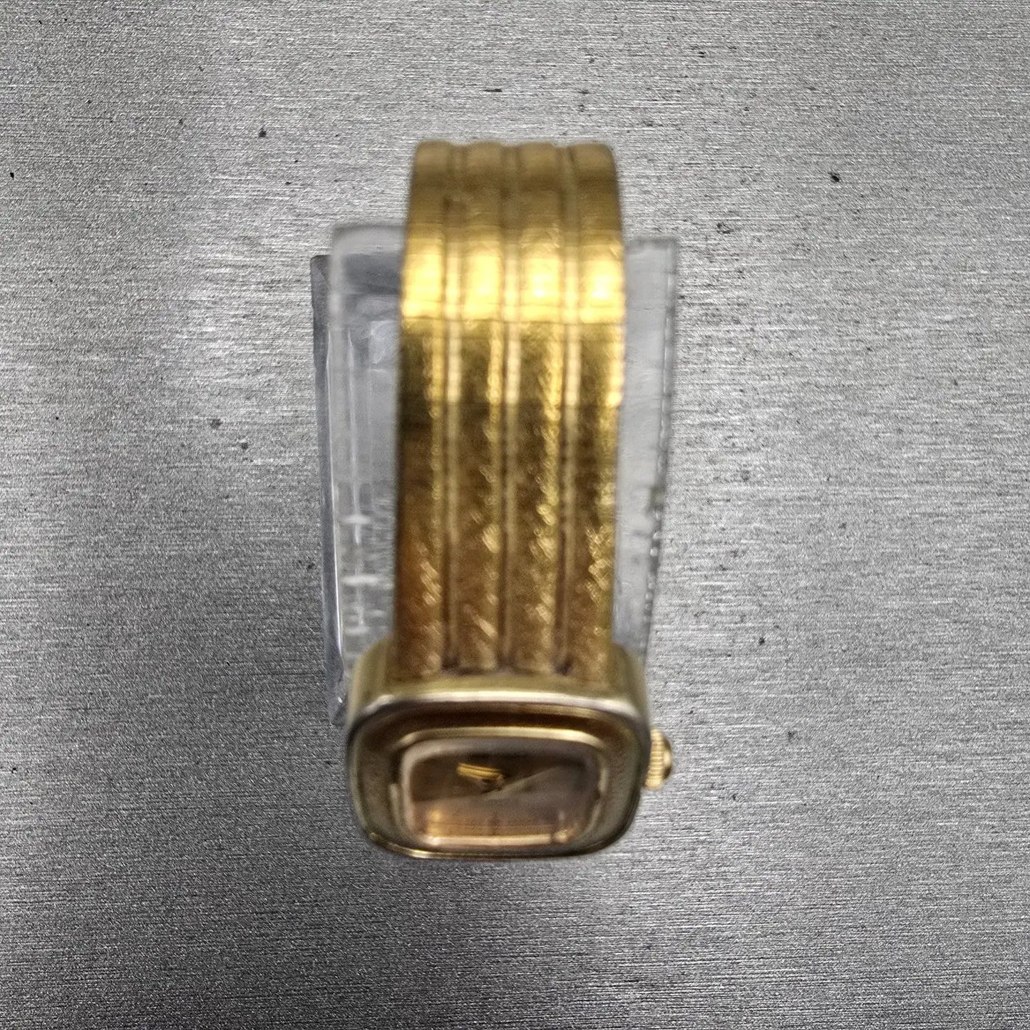Seiko Watch Women 14mm Gold Dial Gold Tone Rectangle 1E20-5180 New Battery VTG4