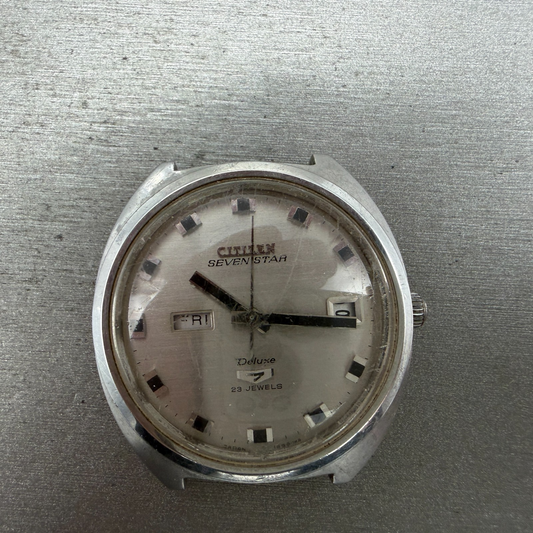 Citizen Sevenstar Watch Men 39mm Silver Dial Steel Daydate 3203 Automatic PARTS0