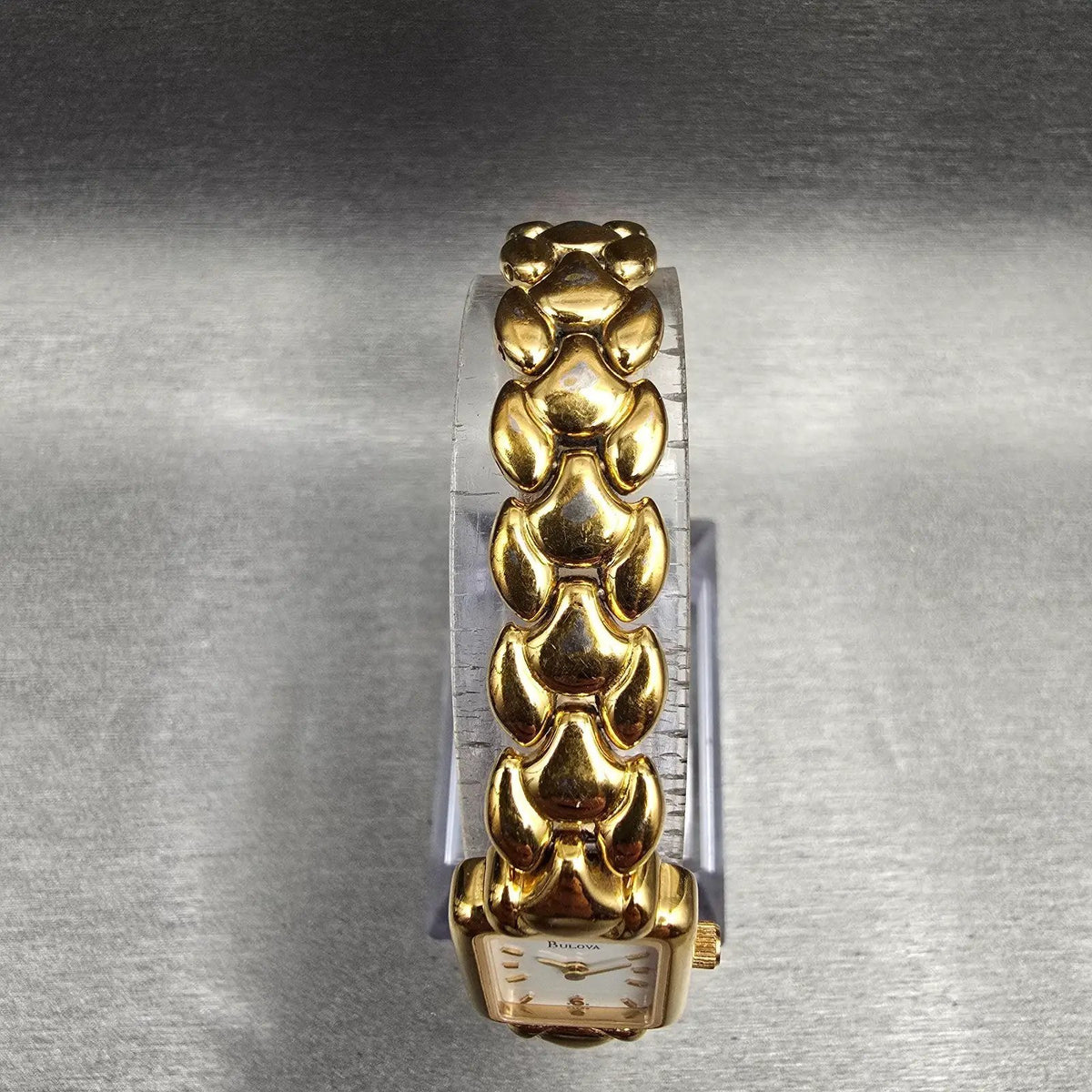 Bulova Tank Watch Women 16mm White Dial Gold Rectangle 97L86 New Battery VTG4
