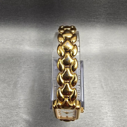 Bulova Tank Watch Women 16mm White Dial Gold Rectangle 97L86 New Battery VTG4
