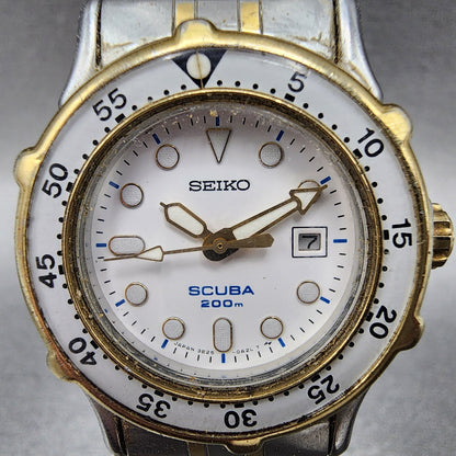 Seiko Diver Watch Women 31mm White Dial Two Tone Date Round 3E250A30 New Batt1