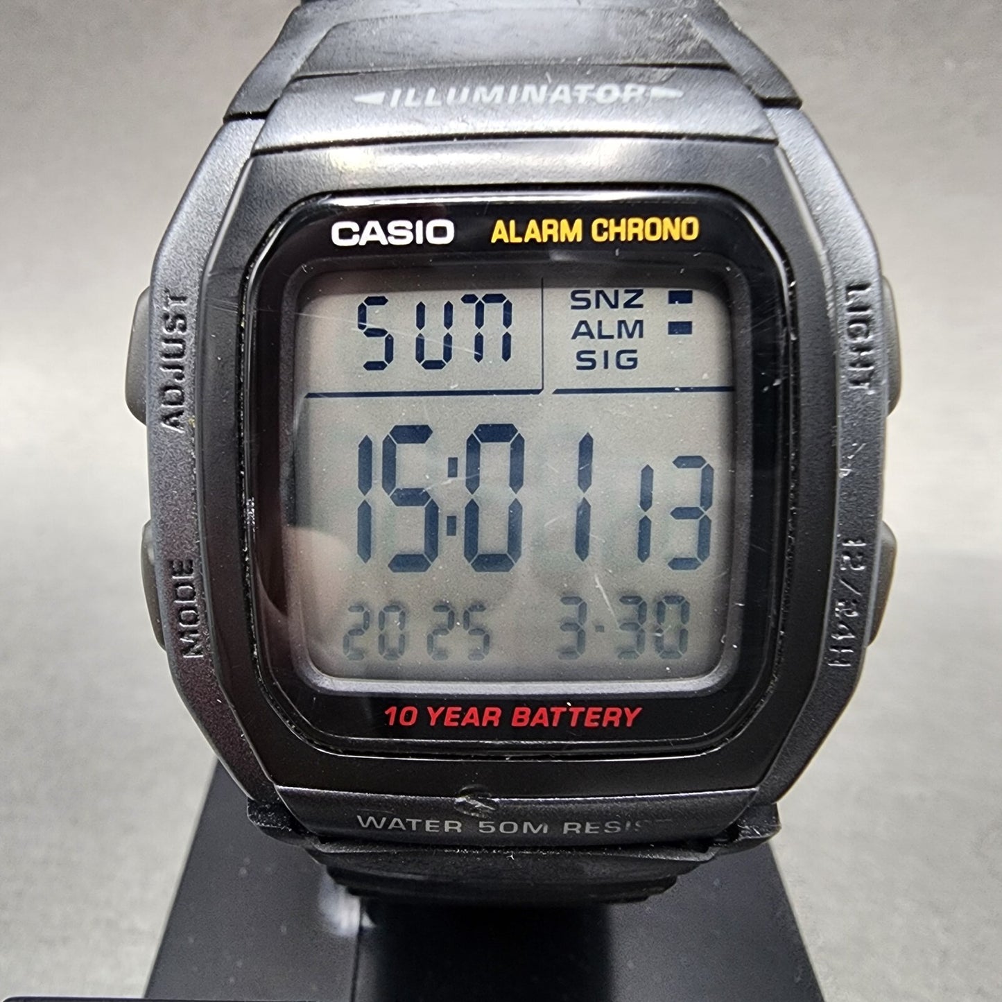 Casio W96H Watch Men 35mm Digital Black Tone Alarm Chrono Rectangle New Battery1