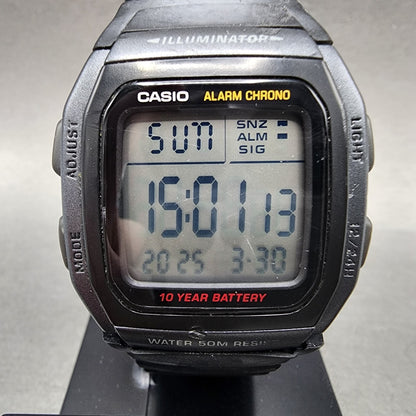 Casio W96H Watch Men 35mm Digital Black Tone Alarm Chrono Rectangle New Battery1