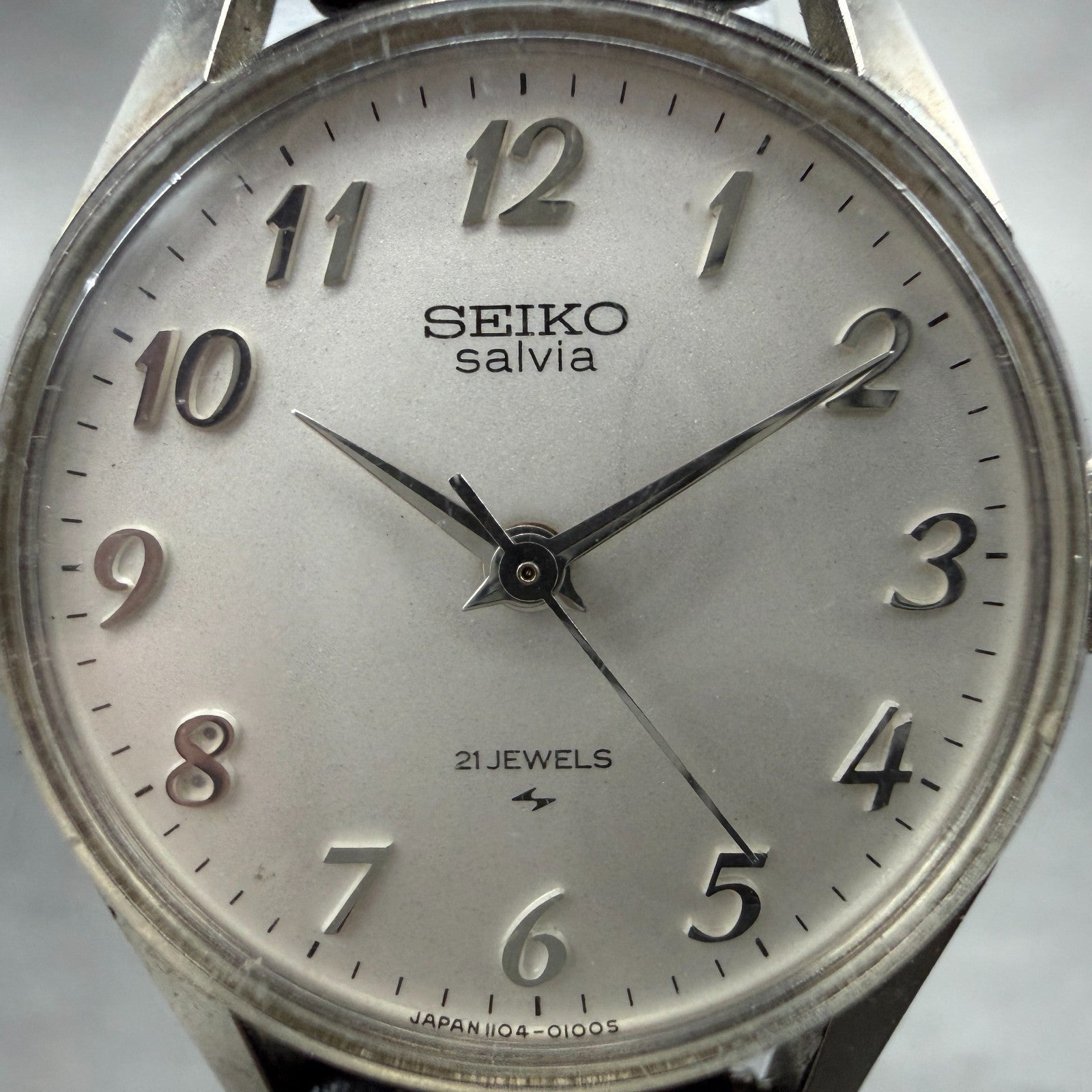 Seiko Watch Women 23mm White Dial Silver Tone Manual Wind 1104-0031 Runs NHJ1