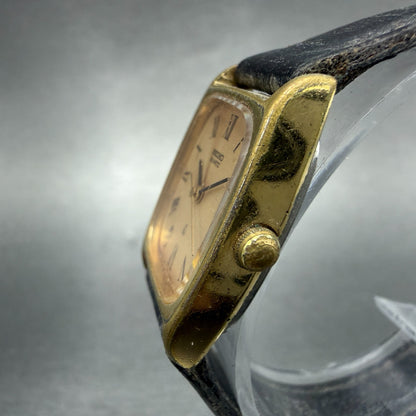 Seiko Tank Watch Men 20mm Champagne Dial Gold Tone Rectangle 2621-5220 New Batt2