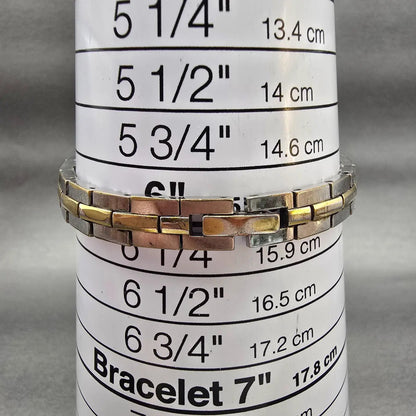 Seiko Watch Women 13mm White Dial Two Tone Rectangle 2E20-7479 New Battery VTG9