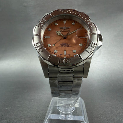 Invicta Pro Diver Watch Men 38mm Rose Dial Steel Date Automatic Runs 22515