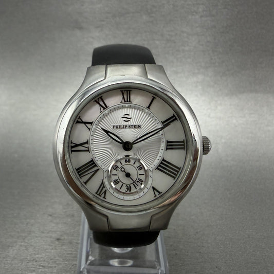 Philip Stein Watch Women 35mm MOP Dial Silver Tone Small Seconds New Battery0