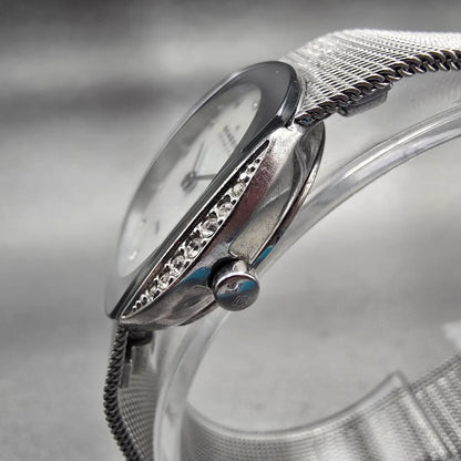 Skagen Watch Women 26mm MOP Dial Silver Tone Crystals Round 689SSS New Battery2