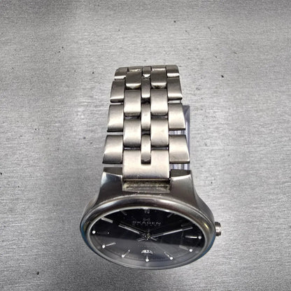 Skagen Denmark Watch Men 34mm Gray Dial Titanium Date Round 105LTX New Battery4