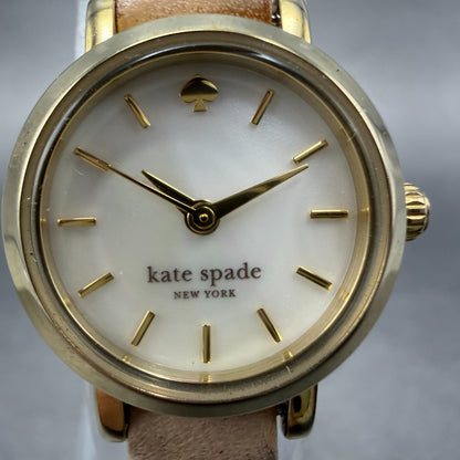 Kate Spade Tiny Metro watch Women 21mm Mop Dial Gold Tone Round 0372 New Batt1