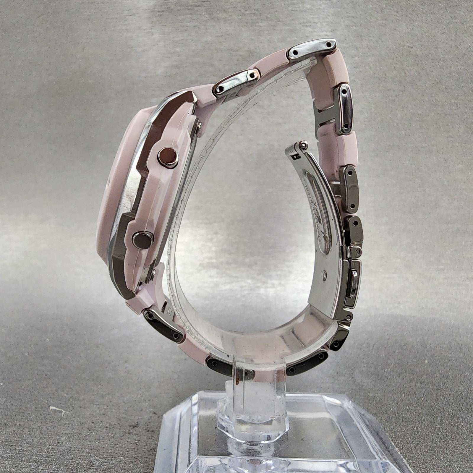 Casio BabyG MSG301 Watch Women 39mm Pink Dial Silver Tone Analog Digital Works6