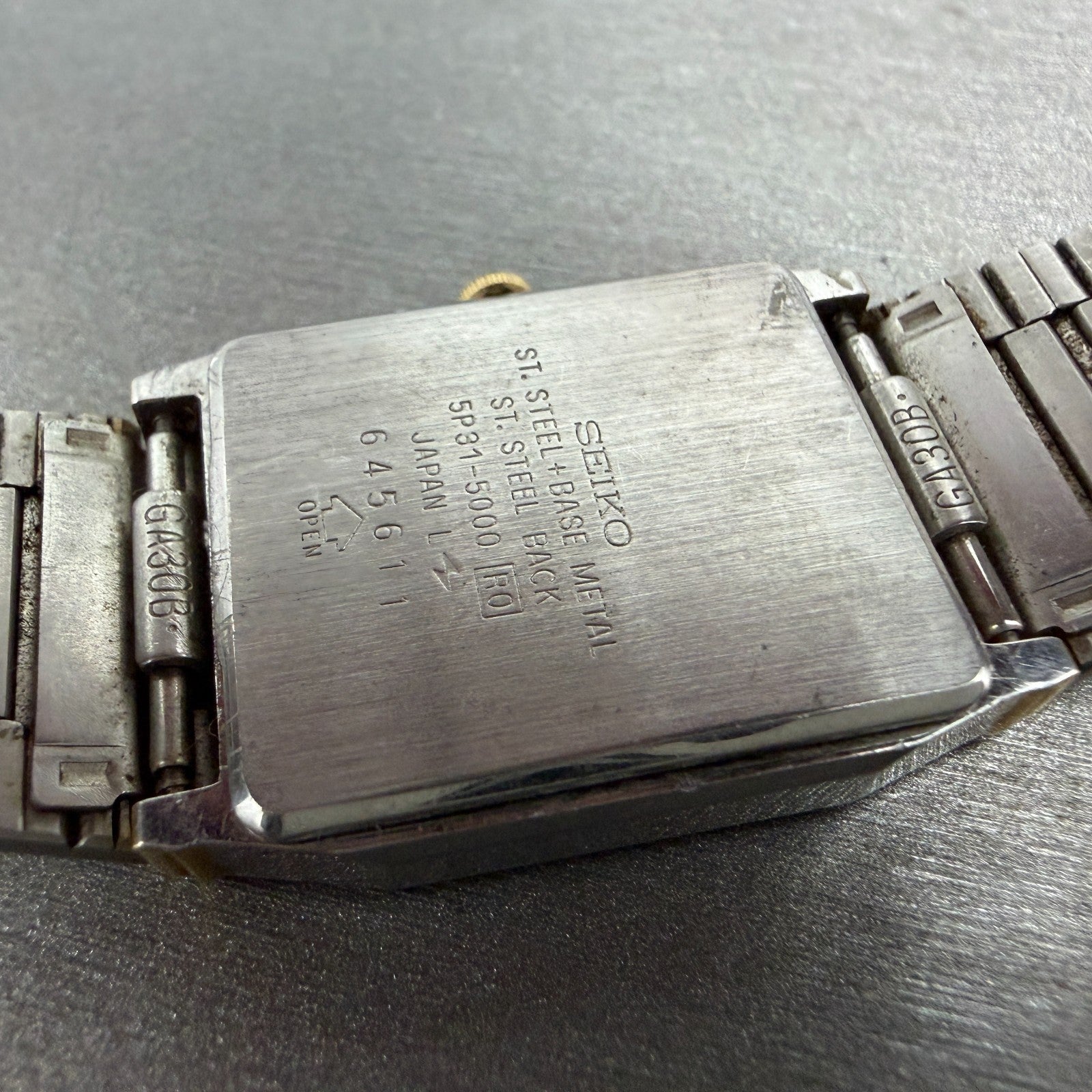 Seiko Tank Watch Men 24mm Champagne Dial Two Tone 5P31-5000 New Battery Vintage9