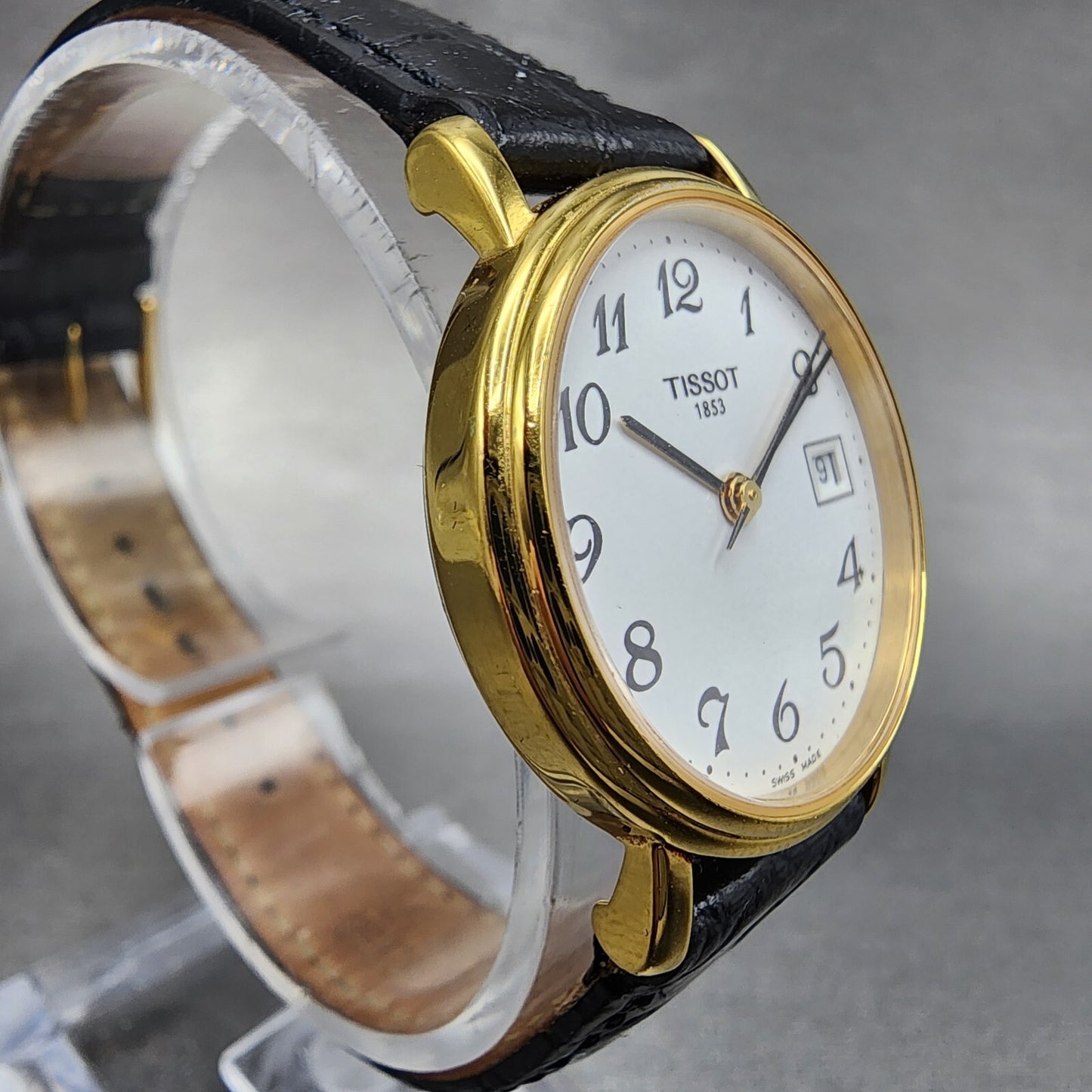 Tissot Watch Women 27mm White Dial Gold Tone Date Round T830/930 New Battery3