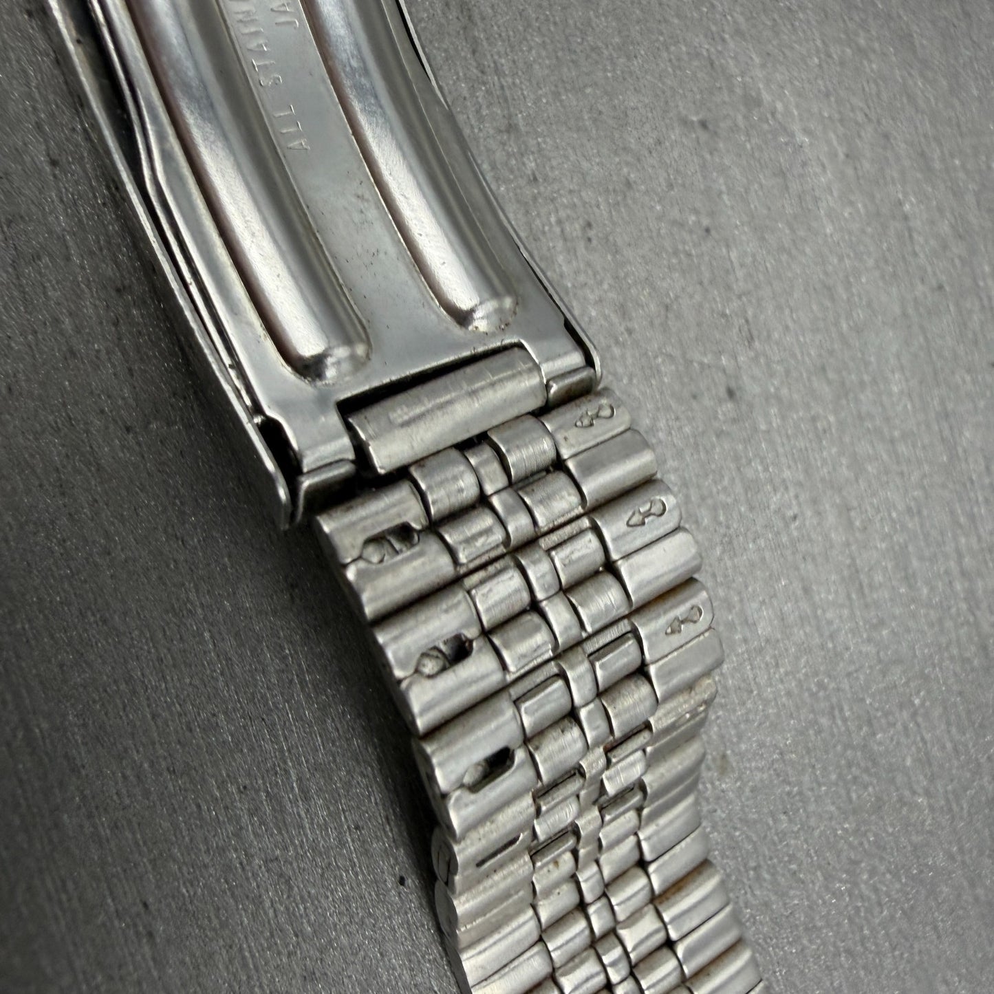 Seiko SQ Bracelet 20mm Stainless Steel Silver Tone Tri Folding Clasp VTG Japan10