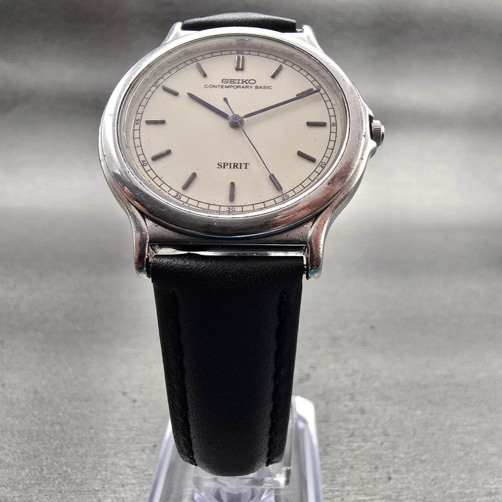 Seiko Spirit Watch Men 34mm Ivory Dial Silver Tone Round 5S21-7A30 New Battery5
