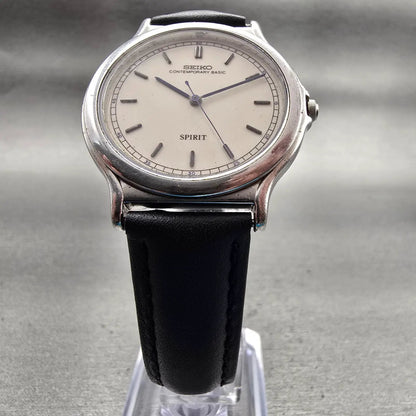 Seiko Spirit Watch Men 34mm Ivory Dial Silver Tone Round 5S21-7A30 New Battery5
