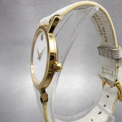 Movado Museum Watch Women 25mm White Dial Gold Tone Round 87A1832 New Battery2