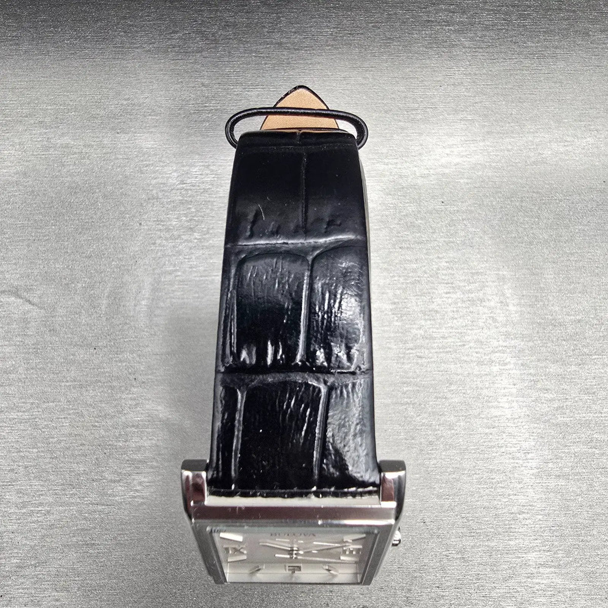 Bulova Tank Watch Men 29mm Silver Dial Silver Tone Date Rectangle 96B107 New Bat4