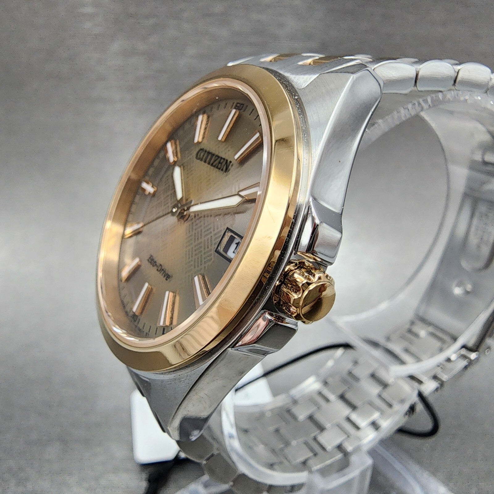 Citizen EcoDrive Peyton Watch Women Brown Dial Two Tone Date Bracelet E01226592