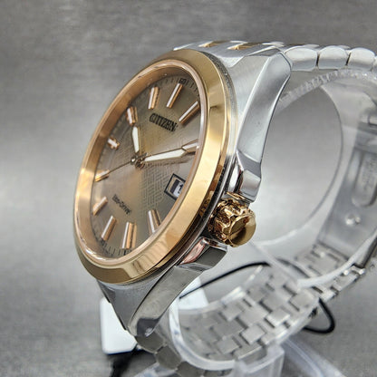 Citizen EcoDrive Peyton Watch Women Brown Dial Two Tone Date Bracelet E01226592