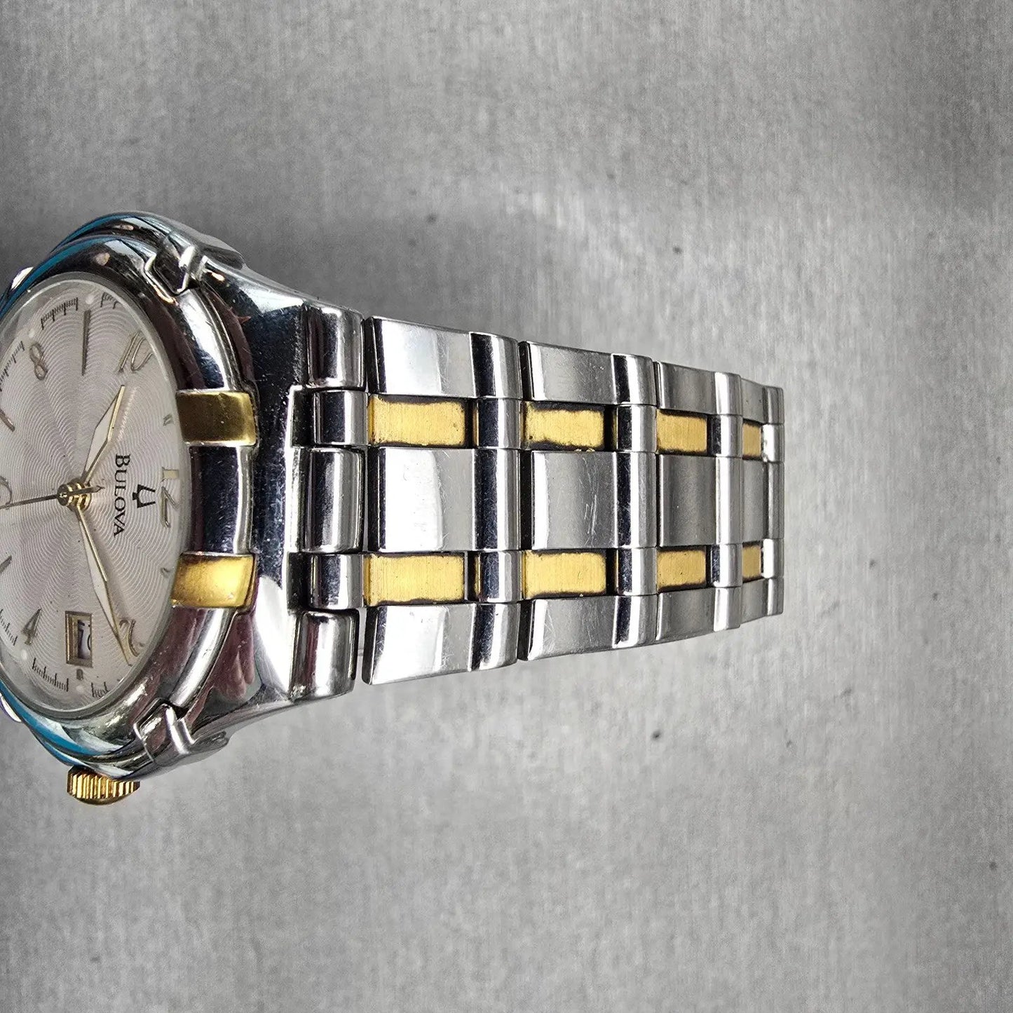 Bulova Watch Men 38mm White Dial Two Tone Date Round 98H02 New Battery4