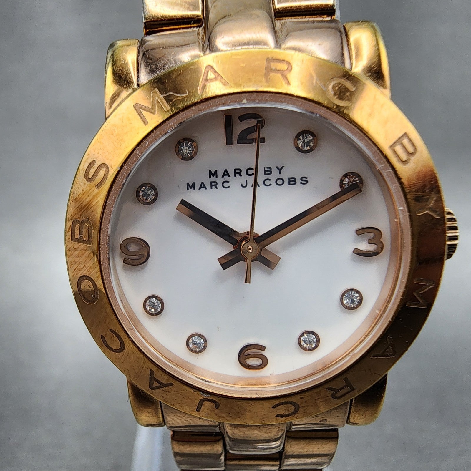 Marc By Marc Jacobs Mini Amy Watch Women 26mm White Dial Rose Gold Tone New Batt1
