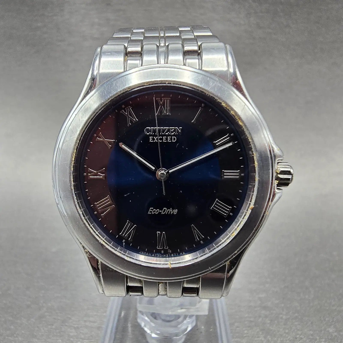 Citizen Eco-Drive Exceed Watch Men 35mm Blue Dial Steel Round A730-H12557 Runs1