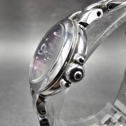 Seiko Solar Heart Watch Women 22mm Purple Dial Silver Tone Round V117-0BB0 Runs2