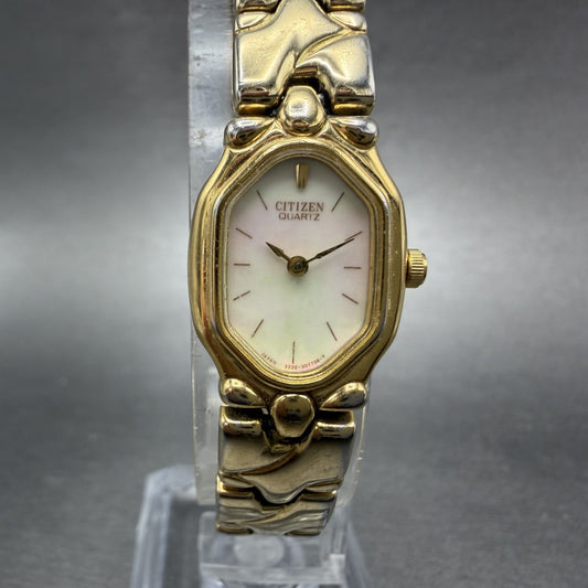 Citizen Watch Women 17mm MOP Dial Gold Tone Hexagon 3220-326130 New Battery ABDC0