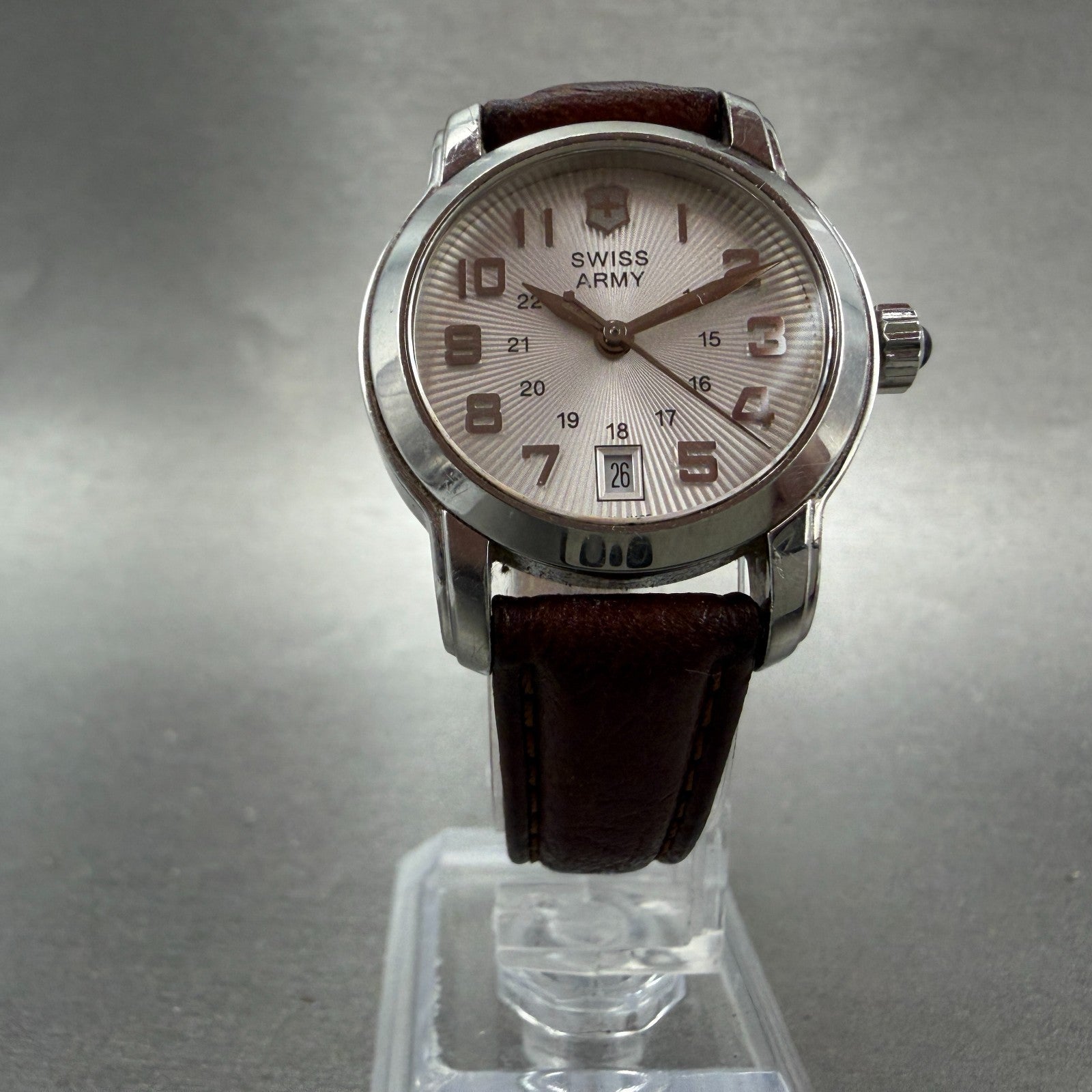 Victorinox Swiss Army Vivante Watch Women 28mm Silver Dial Steel Date New Batt5