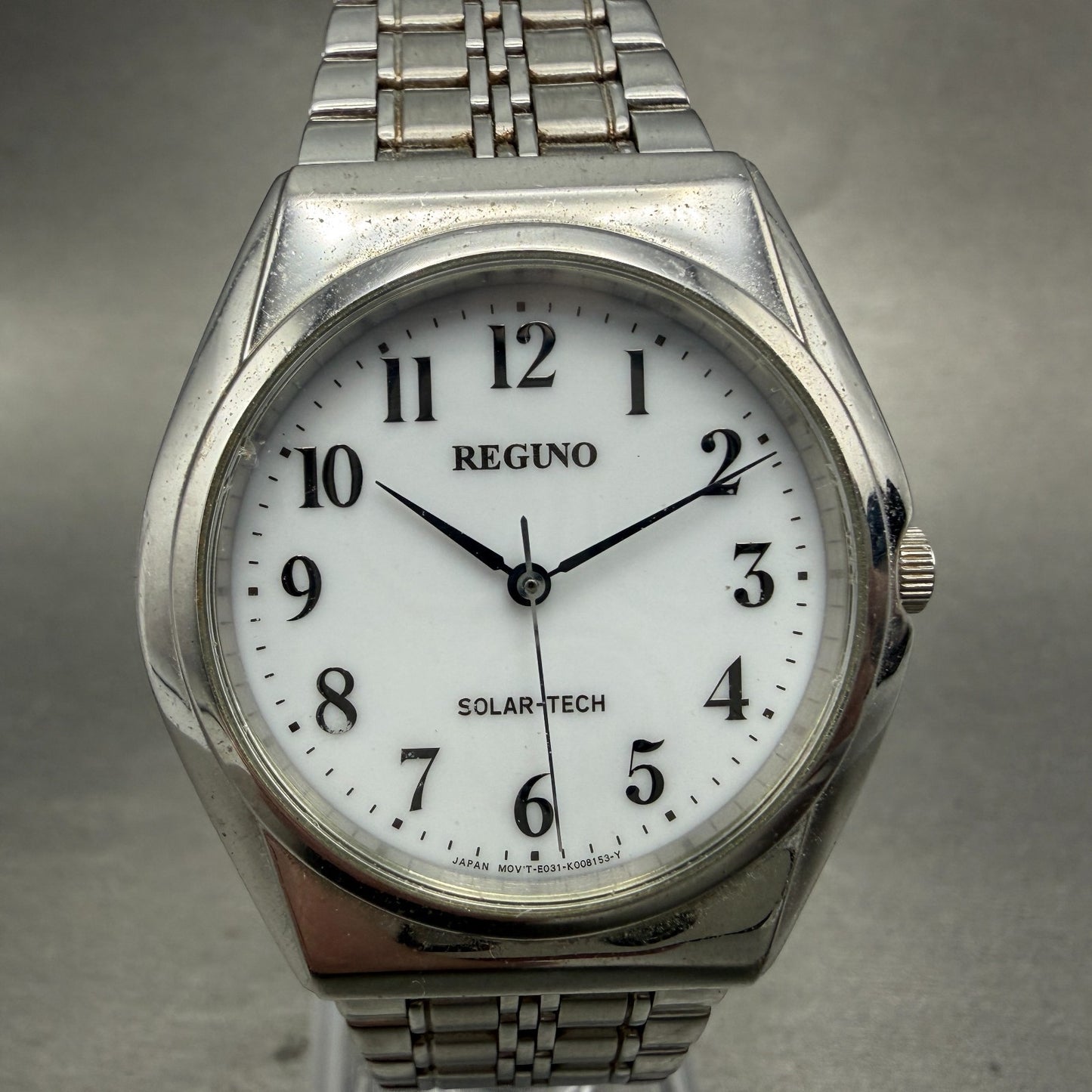 Citizen Reguno Solar Watch Men 35mm White Dial Silver Tone E031-T017215 Runs0