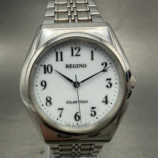Citizen Reguno Solar Watch Men 35mm White Dial Silver Tone E031-T017215 Runs0