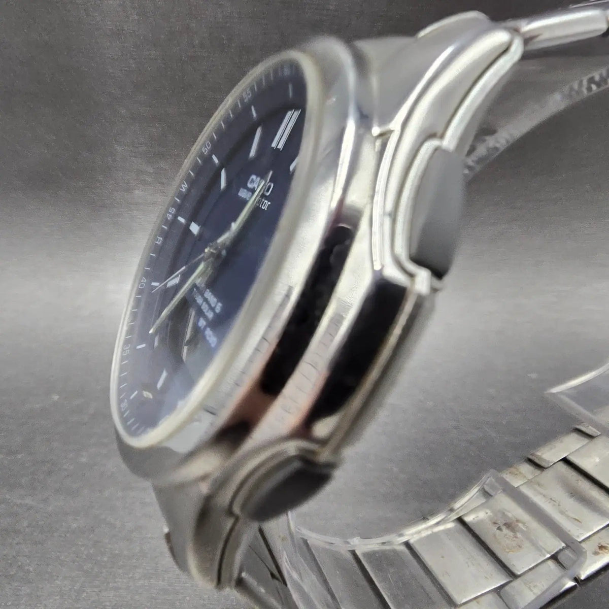 Casio Wave Ceptor Watch Men 42mm Blue Dial Steel Solar Alarm Daydate WVA-M630 J12